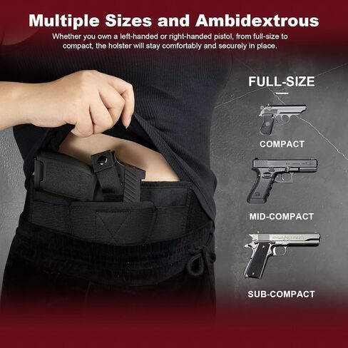 Belly Band Holster for Concealed Carry - Gun Holster for Men & Women, Ambidextrous Design, Double Mag Pouch for Most Pistols and Revolvers in Saudi Arabia