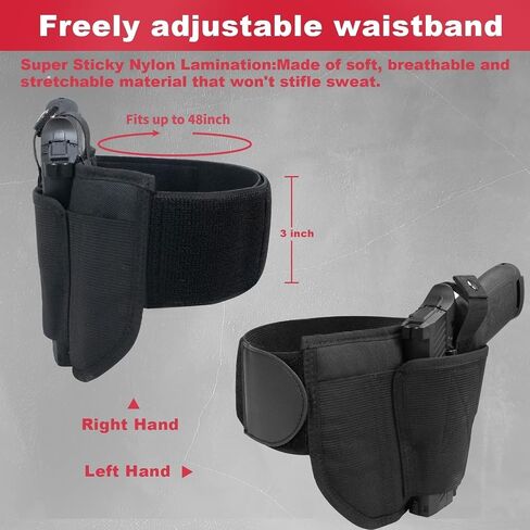 Belly Band Holster for Concealed Carry - Gun Holster for Men & Women, Ambidextrous Design, Double Mag Pouch for Most Pistols and Revolvers in Saudi Arabia