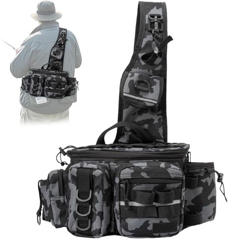 حقيبة ظهر عملية لصيد الأسماك - حقيبة معالجة مقاومة للماء والخدش مع مساحة تخزين متعددة الأجزاء لصيد الأسماك والمشي لمسافات طويلة in Kuwait