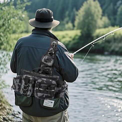 حقيبة ظهر عملية لصيد الأسماك - حقيبة معالجة مقاومة للماء والخدش مع مساحة تخزين متعددة الأجزاء لصيد الأسماك والمشي لمسافات طويلة in Kuwait