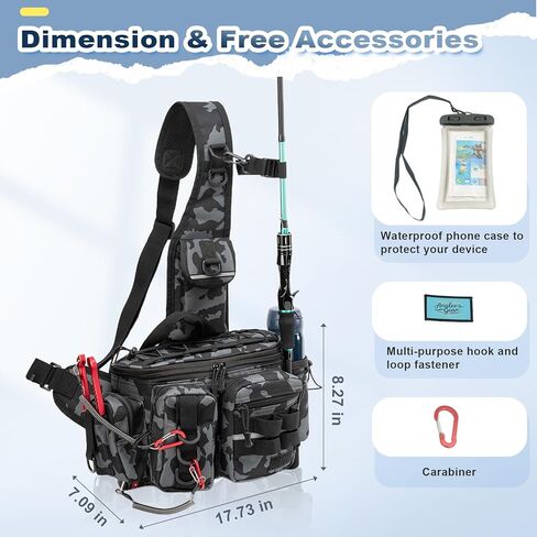 حقيبة ظهر عملية لصيد الأسماك - حقيبة معالجة مقاومة للماء والخدش مع مساحة تخزين متعددة الأجزاء لصيد الأسماك والمشي لمسافات طويلة in Kuwait