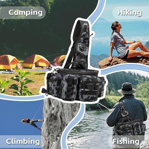 حقيبة ظهر عملية لصيد الأسماك - حقيبة معالجة مقاومة للماء والخدش مع مساحة تخزين متعددة الأجزاء لصيد الأسماك والمشي لمسافات طويلة in Kuwait