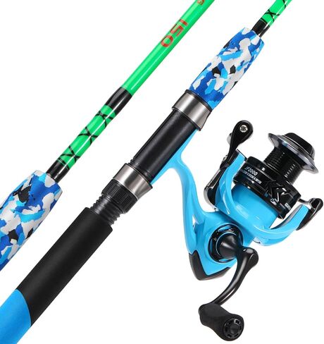 Sougayilang Spinning Reel and 2-Piece Fishing Rod Combo, Durable Graphite & Fiberglass Rod, Split-Grip Cork Handle,Right/Left Handle Position in Saudi Arabia