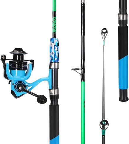 Sougayilang Spinning Reel and 2-Piece Fishing Rod Combo, Durable Graphite & Fiberglass Rod, Split-Grip Cork Handle,Right/Left Handle Position in Saudi Arabia
