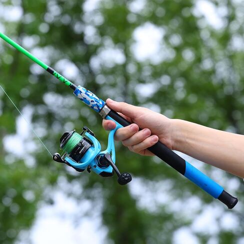 Sougayilang Spinning Reel and 2-Piece Fishing Rod Combo, Durable Graphite & Fiberglass Rod, Split-Grip Cork Handle,Right/Left Handle Position in Saudi Arabia