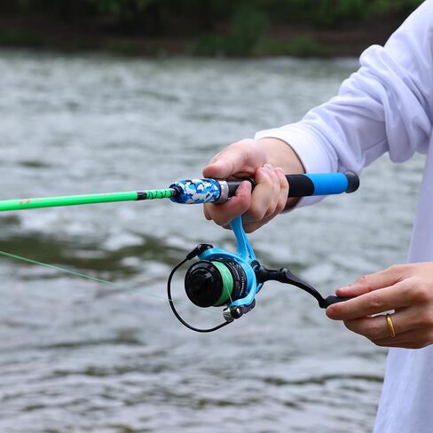 Sougayilang Spinning Reel and 2-Piece Fishing Rod Combo, Durable Graphite & Fiberglass Rod, Split-Grip Cork Handle,Right/Left Handle Position in Saudi Arabia
