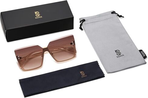 SOJOS Trendy Square Oversized Sunglasses Womens Big Rimless UV400 Ladies Shades SJ1160 in Saudi Arabia