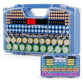 Battery Organizer Storage Holder Box Case with Tester, Stores & Protects Up to 285+ Batteries, Double-Sided and Durable Design,Holds AA AAA 4A C D Cell 9V 3V Lithium LR44 CR2 CR123 (Red) in Saudi Arabia