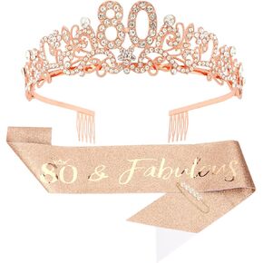 CIEHER 13th Birthday Crown and Sash Pearl Pin Set for 13th Birthday Decorations for Girls, Official Teenager Sash 13 Birthday Party Favors in Saudi Arabia