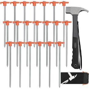 10 Pack 10in Heavy Duty Tent Stakes and Hammer Set, with Storage Pouch | for Outdoor Camping Tent, Tarp, Canopy, Picnic, Shade in Saudi Arabia