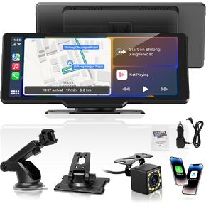 شاشة Carplay محمولة للسيارة، شاشة لمس Carplay لاسلكية 10.26 بوصة وشاشة لمس Android Auto Car Play مع كاميرا احتياطية 1080P، نظام تحديد المواقع العالمي (GPS)، التحكم الصوتي، بلوتوث 5.0 (10.26 بوصة) in Kuwait