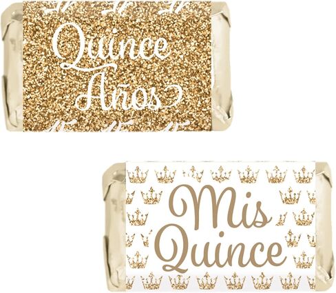 Quinceanera Party Favor Stickers - 1.75 in - 40 Labels (White and Gold) in Saudi Arabia