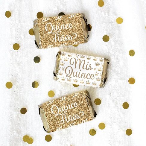 Quinceanera Party Favor Stickers - 1.75 in - 40 Labels (White and Gold) in Saudi Arabia