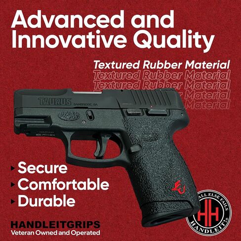 Handleitgrips Gun Grip Tape Compatible with Taurus G2C | Black Textured Rubber Pistol Grip Tape with Inserts Colors Red, Green, or White Gun Accessories Veteran Owned in Saudi Arabia
