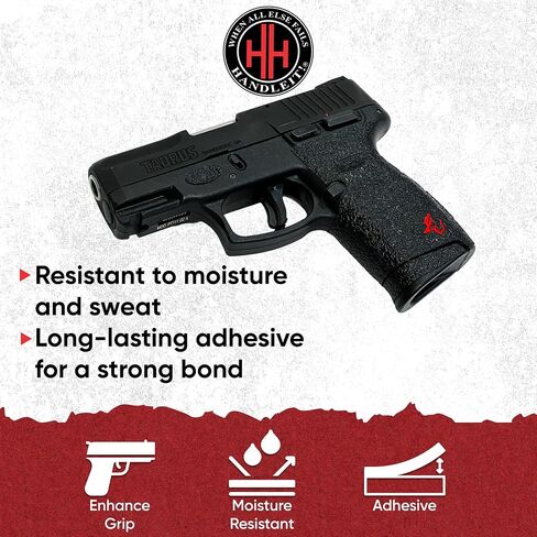 Handleitgrips Gun Grip Tape Compatible with Taurus G2C | Black Textured Rubber Pistol Grip Tape with Inserts Colors Red, Green, or White Gun Accessories Veteran Owned in Saudi Arabia