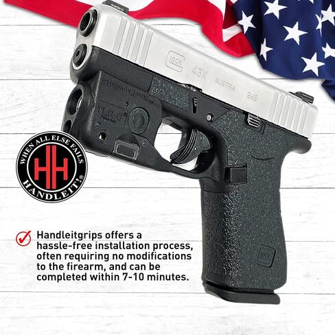 شريط قبضة مسدس Handleitgrips متوافق مع Glock 43x وGlock 48 - شريط قبضة مسدس من ورق الصنفرة الأسود، سهل التركيب، قطع غيار وإكسسوارات البندقية، مملوكة للمحاربين القدامى، صنع في الولايات المتحدة الأمريكية in Kuwait