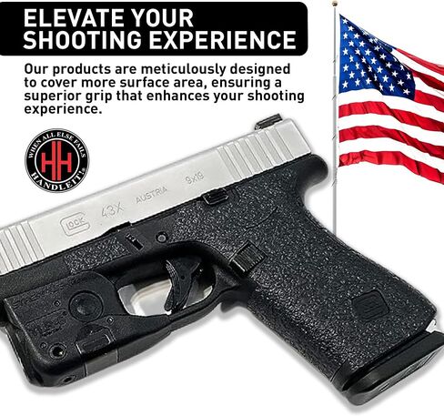 شريط قبضة مسدس Handleitgrips متوافق مع Glock 43x وGlock 48 - شريط قبضة مسدس من ورق الصنفرة الأسود، سهل التركيب، قطع غيار وإكسسوارات البندقية، مملوكة للمحاربين القدامى، صنع في الولايات المتحدة الأمريكية in Kuwait