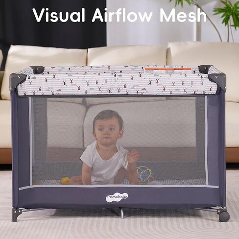 Pamo Babe Pack and Play with Bassinet, Portable Playard for Baby in Saudi Arabia