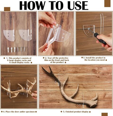 12 Pcs Invisible Shed Deer Antler Mounting Deer Antler Display Stand Holder Clear Acrylic Skull Mount Set for Bear Antelope Skulls Christmas Winter Gifts Decoration in Saudi Arabia
