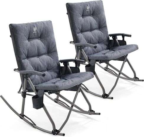 EVER ADVANCED Compact Rocking Camping Chair, Breathable Mesh Folding Rocker for Patio & Lawn, Portable Outdoor Chair with Hard Armrests, Supports 400lbs, Teal in Kuwait