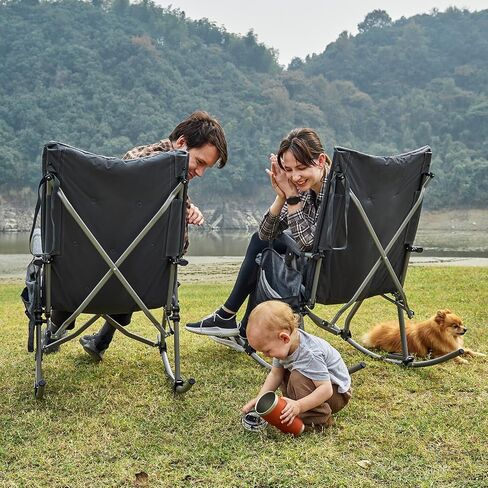EVER ADVANCED Compact Rocking Camping Chair, Breathable Mesh Folding Rocker for Patio & Lawn, Portable Outdoor Chair with Hard Armrests, Supports 400lbs, Teal in Kuwait