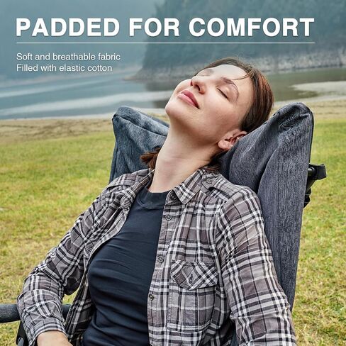 EVER ADVANCED Compact Rocking Camping Chair, Breathable Mesh Folding Rocker for Patio & Lawn, Portable Outdoor Chair with Hard Armrests, Supports 400lbs, Teal in Kuwait