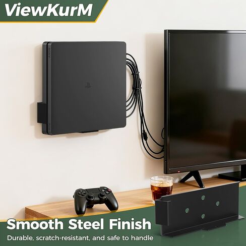 حامل حائط لجهاز PS4 Slim مع تبريد متقدم، حامل حائط عمودي لجهاز PS4، حامل موفر للمساحة لجهاز PS4 Slim، تصميم منخفض المستوى لوحدة تحكم PS4 Slim، ملحقات PlayStation 4 in Kuwait