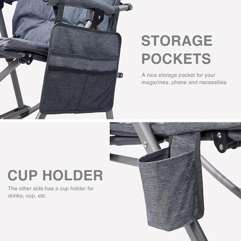 EVER ADVANCED Compact Rocking Camping Chair, Breathable Mesh Folding Rocker for Patio & Lawn, Portable Outdoor Chair with Hard Armrests, Supports 400lbs, Teal in Kuwait