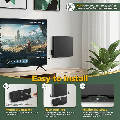 حامل حائط لجهاز PS4 Slim مع تبريد متقدم، حامل حائط عمودي لجهاز PS4، حامل موفر للمساحة لجهاز PS4 Slim، تصميم منخفض المستوى لوحدة تحكم PS4 Slim، ملحقات PlayStation 4 in Kuwait