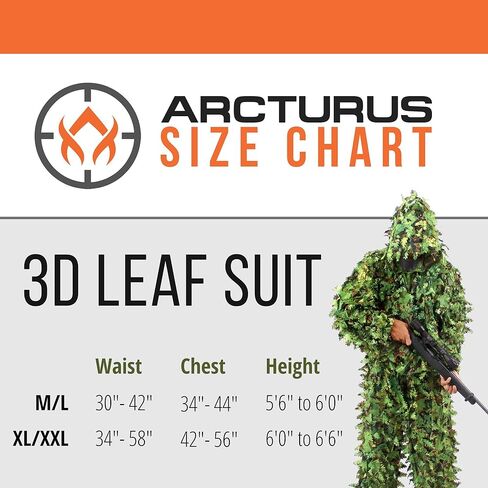 Arcturus 3D Leafy Ghillie Suit -1000 ورقة مقطوعة بالليزر | تمويه خفيف الوزن وجيد التهوية للصيد وكرة الطلاء وAirsoft in Kuwait