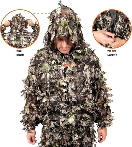 Arcturus 3D Leafy Ghillie Suit -1000 ورقة مقطوعة بالليزر | تمويه خفيف الوزن وجيد التهوية للصيد وكرة الطلاء وAirsoft in Kuwait