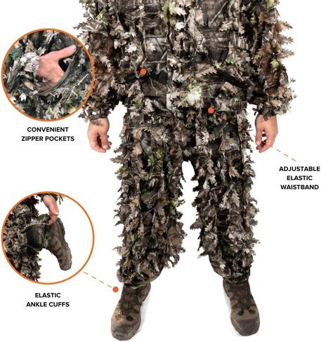 Arcturus 3D Leafy Ghillie Suit -1000 ورقة مقطوعة بالليزر | تمويه خفيف الوزن وجيد التهوية للصيد وكرة الطلاء وAirsoft in Kuwait