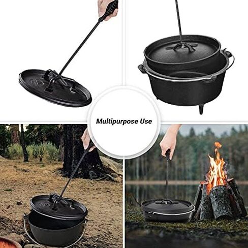 Stanbroil 15" Dutch Oven Lid Lifter with Spiral Bail Handle, Cast Iron Dutch Oven Lid Lifter for Outdoor/Campfire Cooking Accessories, Black Finish in Saudi Arabia