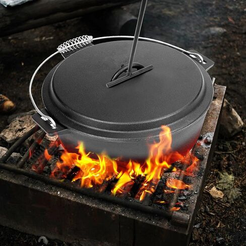 Stanbroil 15" Dutch Oven Lid Lifter with Spiral Bail Handle, Cast Iron Dutch Oven Lid Lifter for Outdoor/Campfire Cooking Accessories, Black Finish in Saudi Arabia