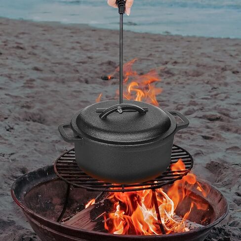 Stanbroil 15" Dutch Oven Lid Lifter with Spiral Bail Handle, Cast Iron Dutch Oven Lid Lifter for Outdoor/Campfire Cooking Accessories, Black Finish in Saudi Arabia
