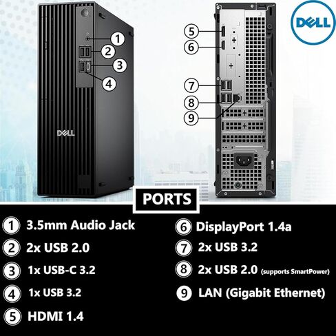 كمبيوتر مكتبي Dell Pro Slim QCS1250 SFF، إصدار OptiPlex الجديد، الجيل الرابع عشر i9-14900K (24 نواة، حتى 6.0 جيجا هرتز)، ذاكرة الوصول العشوائي DDR5 سعة 64 جيجابايت، 2 تيرابايت PCIe SSD، HDMI+DP، دعم ما يصل إلى 4 شاشات، USB-C، Wi-Fi 6E، Windows 11 Pro in Saudi Arabia