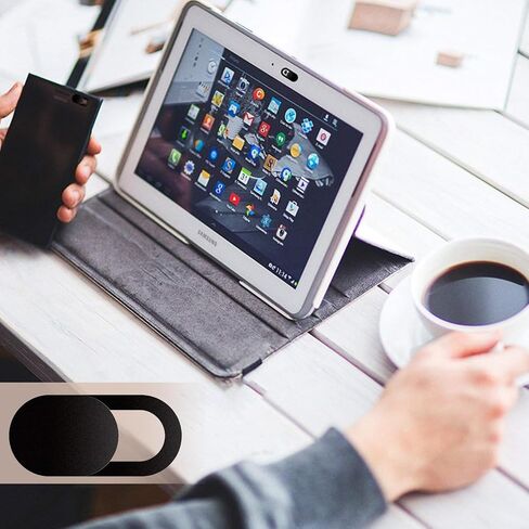 Webcam Cover Slide(2 PCS), Ultra Thin Camera Cover Slide for Camera Privacy Cover Slide for Laptop/Cell Phone/iPad/PC/Tablet, Great for Protect Your Privacy and Security - Black in Saudi Arabia