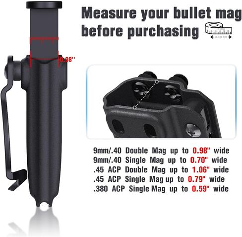 حافظة مجلة Mag Carrier IWB/OWB حافظة Kydex Mag لـ 9mm/.40/.45ACP مكدس مزدوج ومفرد - حافظة حمل مخفية يمكن استخدامها مع احتفاظ قابل للتعديل in Kuwait