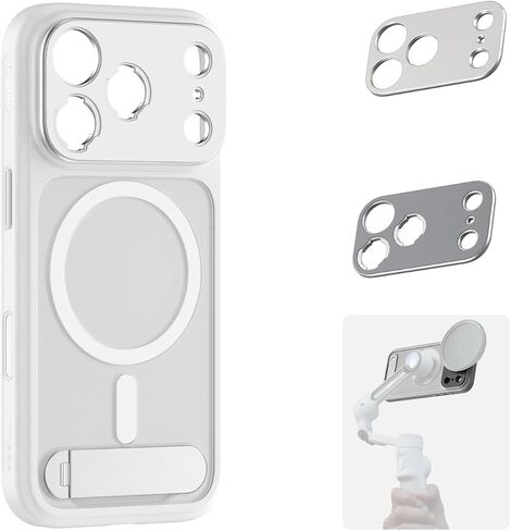طقم حافظة هاتف SMALLRIG FilMov لهاتف iPhone 17 Pro، حافظة مغناطيسية مع مسند قابل للتعديل، لوحة خلفية للعدسة، دعم MagSafe، لمثبت الهاتف Gimbal، لـ DJI، لـ Insta360، White-5550 in Saudi Arabia