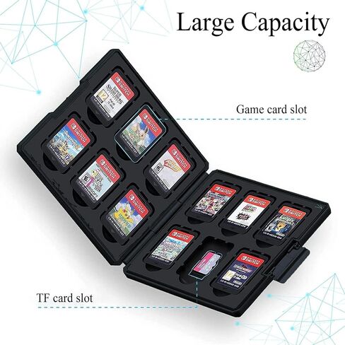 حافظة ألعاب سويتش، لأجهزة سويتش وOLED وLite، 48 فتحة لبطاقات الألعاب و48 فتحة لبطاقات Micro SD، بطانة من السيليكون، غلاف صلب (48KH02) in Saudi Arabia