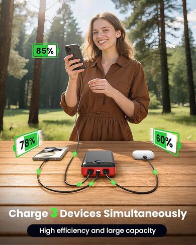 شاحن محمول باور بانك بقدرة 50000 مللي أمبير في الساعة بقدرة 22.5 وات للشحن السريع، حزمة بطارية خارجية USB C مع 3 مخارج ومدخلين شاشة رقمية لهواتف iPhone 17/16/15/14/13/12 وسامسونج وغيرها باللون الأسود in Kuwait