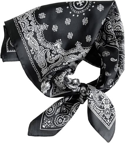 INOGIH 35'' Leopard-Print Satin-Bandana-Headscarf - Light Head Wraps Neck Face Scarves Cover for Women in Saudi Arabia