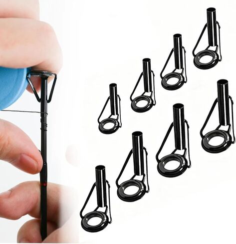 طقم إصلاح طرف قضيب الصيد 8 قطعة نصائح قضيب الصيد دليل الفولاذ المقاوم للصدأ ومجموعة استبدال حلقة السيراميك لقضبان الصيد in Kuwait