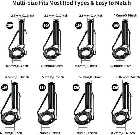 طقم إصلاح طرف قضيب الصيد 8 قطعة نصائح قضيب الصيد دليل الفولاذ المقاوم للصدأ ومجموعة استبدال حلقة السيراميك لقضبان الصيد in Kuwait