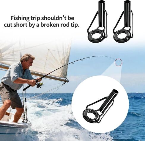 طقم إصلاح طرف قضيب الصيد 8 قطعة نصائح قضيب الصيد دليل الفولاذ المقاوم للصدأ ومجموعة استبدال حلقة السيراميك لقضبان الصيد in Kuwait