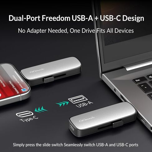 محرك أقراص فلاش USB C SSD خارجي من GiGimundo بسعة 2 تيرابايت، يصل إلى 1073 ميجابايت/ثانية ثنائي المنفذ USB C Thumb Drive USB 3.2 Gen 2+USB A محركات أقراص الحالة الصلبة لهاتف iPhone 15/16/17/Android/Mac، أزرق in Kuwait
