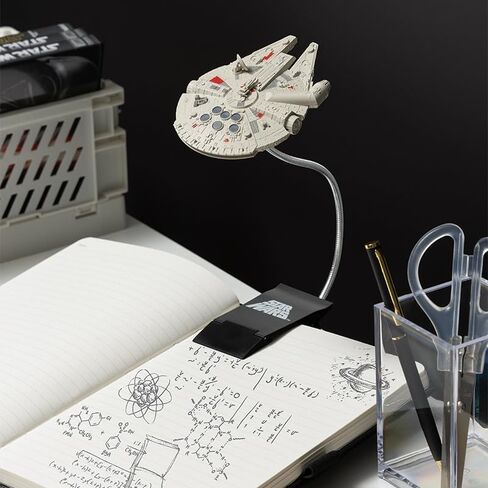 Star Wars Millennium Falcon Clip On Book Light - Officially Licensed Disney Reading Light, Clip Lamp Design with Flexible Cable, Featuring Iconic Han Solo Spaceship, 3 Light Modes, Battery Powered | P in Saudi Arabia