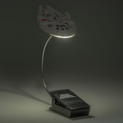 Star Wars Millennium Falcon Clip On Book Light - Officially Licensed Disney Reading Light, Clip Lamp Design with Flexible Cable, Featuring Iconic Han Solo Spaceship, 3 Light Modes, Battery Powered | P in Saudi Arabia