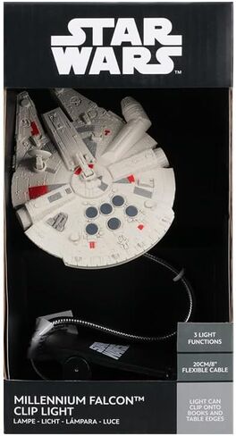 Star Wars Millennium Falcon Clip On Book Light - Officially Licensed Disney Reading Light, Clip Lamp Design with Flexible Cable, Featuring Iconic Han Solo Spaceship, 3 Light Modes, Battery Powered | P in Saudi Arabia
