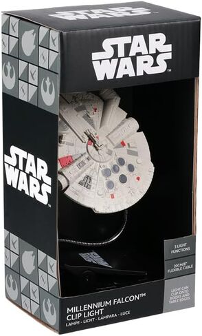 Star Wars Millennium Falcon Clip On Book Light - Officially Licensed Disney Reading Light, Clip Lamp Design with Flexible Cable, Featuring Iconic Han Solo Spaceship, 3 Light Modes, Battery Powered | P in Saudi Arabia